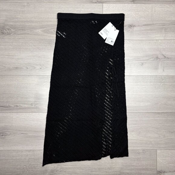 NWT Knix Crochet-Knit Maxi Beach Skirt Cover-Up Black M/L - Picture 5 of 9